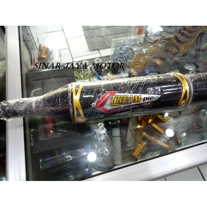 Knalpot Racing Cream pie AU D-28 Udang Lobster Rx King Hitam Stainless