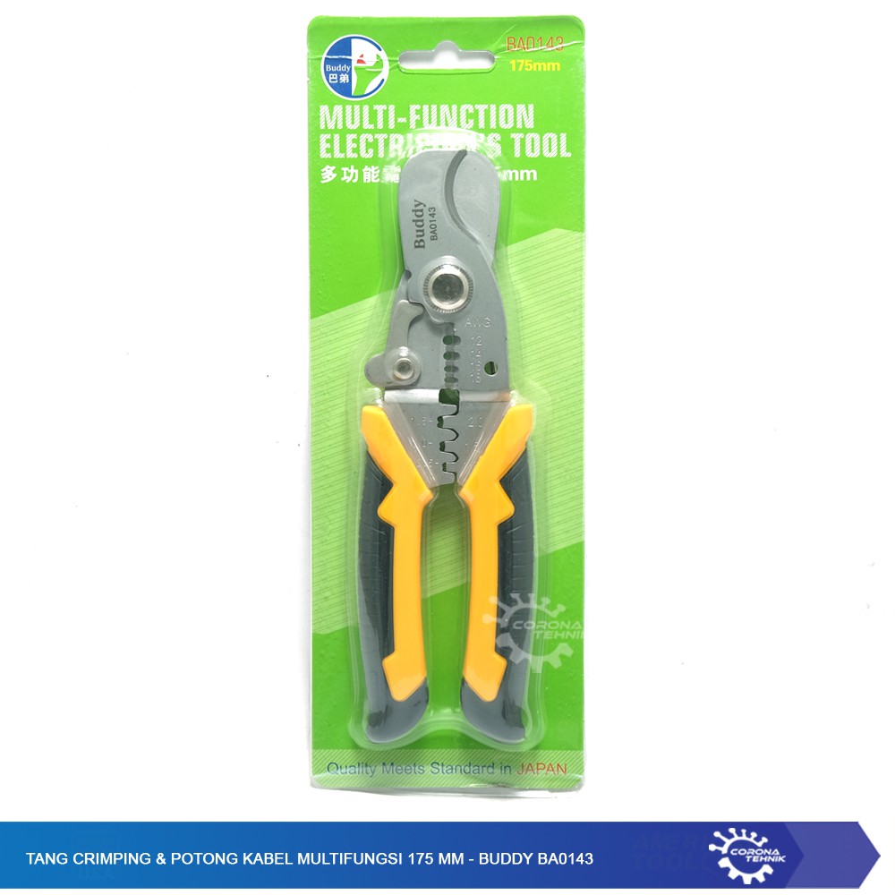 Tang Crimping,&amp; Potong Kabel Multifungsi 175 mm - Buddy BA0143