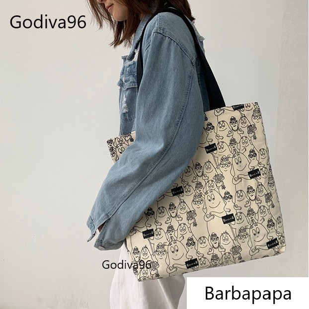 Godiva96 - TOTEBAG BIG VARIAN SABLON | TAS TOTE KARAKTER KANVAS 35x40 cm