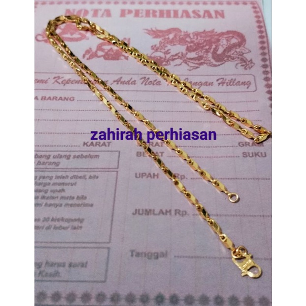 KALUNG WANITA MOTIF PADI EMAS 24K PANJANG 60-45 ANTI LUNTUR ANTI KARAT