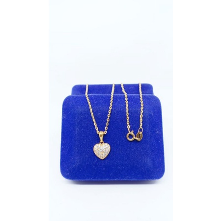 kalung nori vensy+ liontin love full mp / kalung perak asli silver 925 lapis emas/ kalung fashion