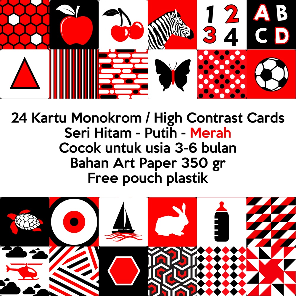 Kartu High Contrast Kartu Monokrom Kartu Hitam Putih