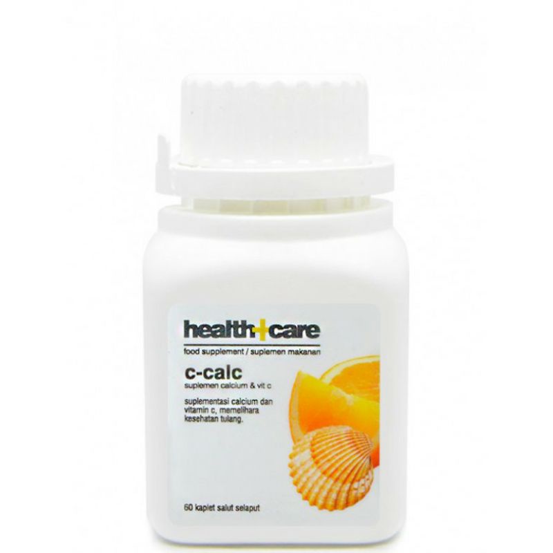 Health+Care C-Calc Suplemen Calcium + Vit C untuk Pertumbuhan Tulang & Gigi Anak - Botol 60 Kaplet