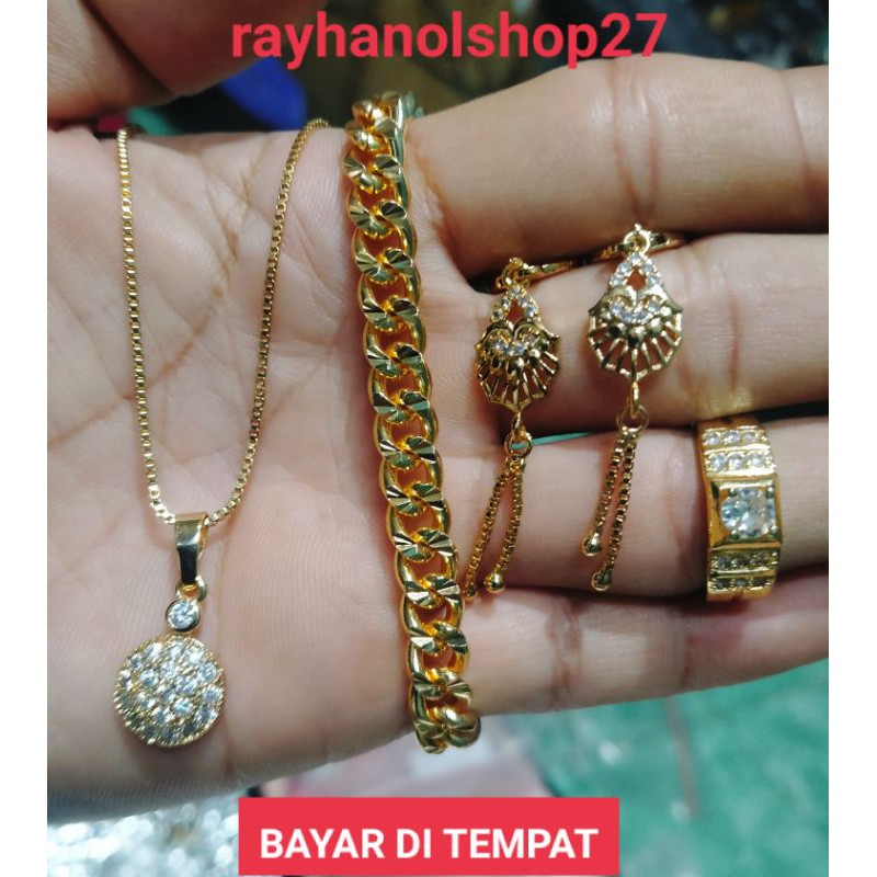 SET PERHIASAN WANITA LENGKAP LAPIS EMAS 22 K