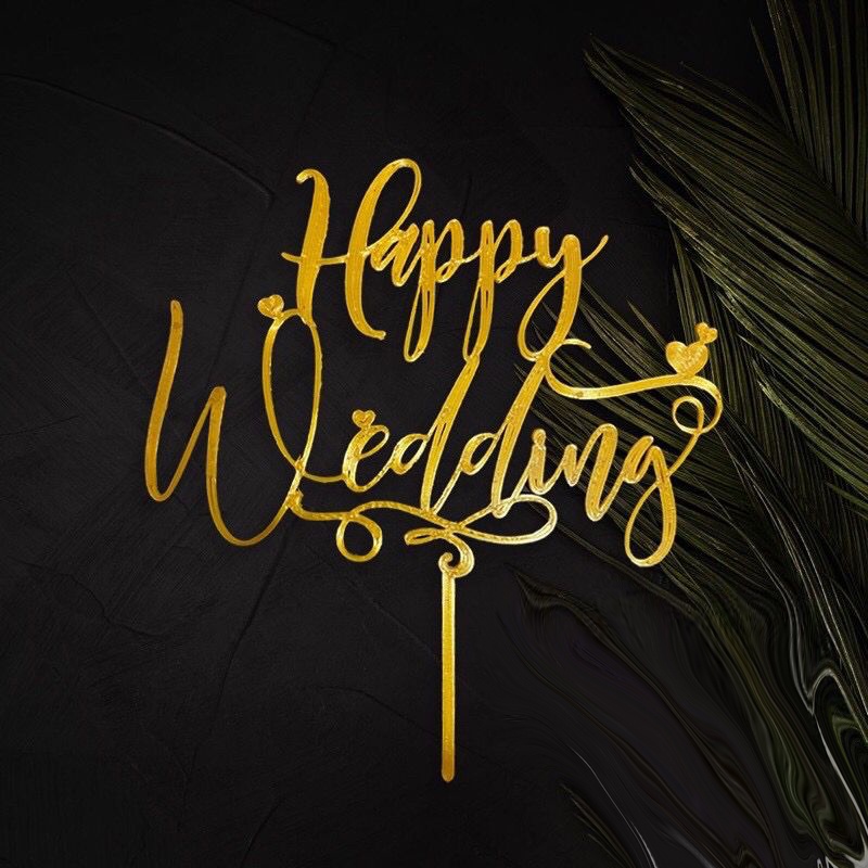 Topper Kue Happy Wedding Hiasan Kue Pernikahan Happy Wedding