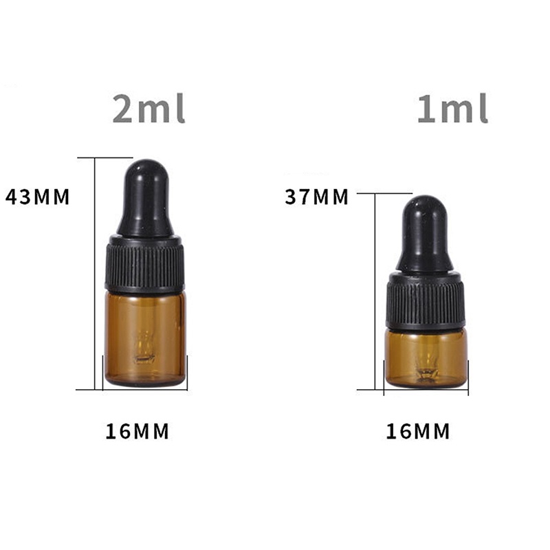 10pcs / Set Botol Kaca Kosong Ukuran 1 / 2 / 3 / 5ml Untuk Essential Oil