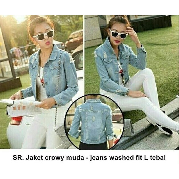 YUK BELI JAKET WANITA JEANS DENIM LEVIS JACKET OUTER RIPPED UNIK ROBEK SOBEK