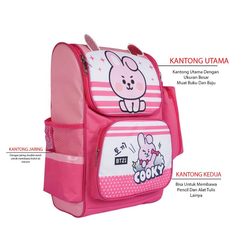 Tas Ransel Sekolah Anak Perempuan TK SD Karakter Boba Bt21 Murah