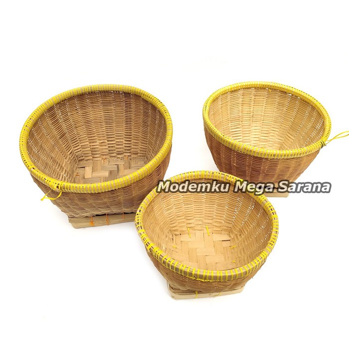 Tenggok Jamu Bambu Tempat Sayur Wadah Nasi Multi Fungsi - Isi 3 pcs