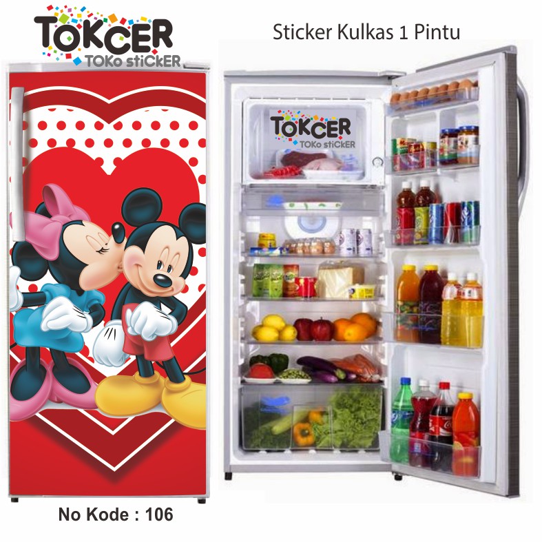 Stiker Kulkas 1 Pintu dan 2 Pintu Mickey dan Minnie