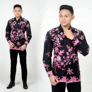 Batik Pria Lengan Pendek Premium BATIK AZMIL HRB026 motif KERATONAN Kode 002 size M L XL XXL