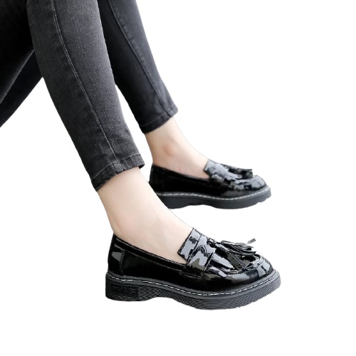 fakhrieshop- SEPATU LOAFERS '' STELLA '' PREMIUM BLACK GLOSY 907