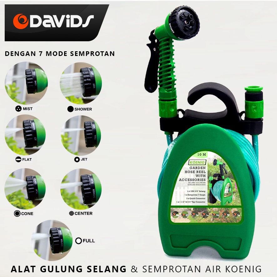 Semprotan Cuci Motor Mobil Tanaman Nozzle Water Spray Air Gulungan Selang Taman Hose Reel Sprayer Seprotan Koenig