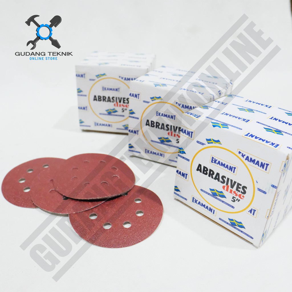 Amplas Bulat 5Inch Grit 60 Grit 80 Grit 100 Grit 120 Grit  150 5inch Grit 180 Grit 240 8 Lubang - Amplas Velcro 5 Inch 8 Holes Ekamant