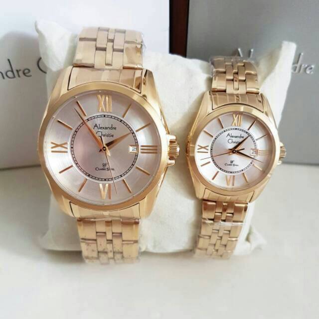 Jam Tangan Alexandre Christie Ac8427 Couple Original Gold