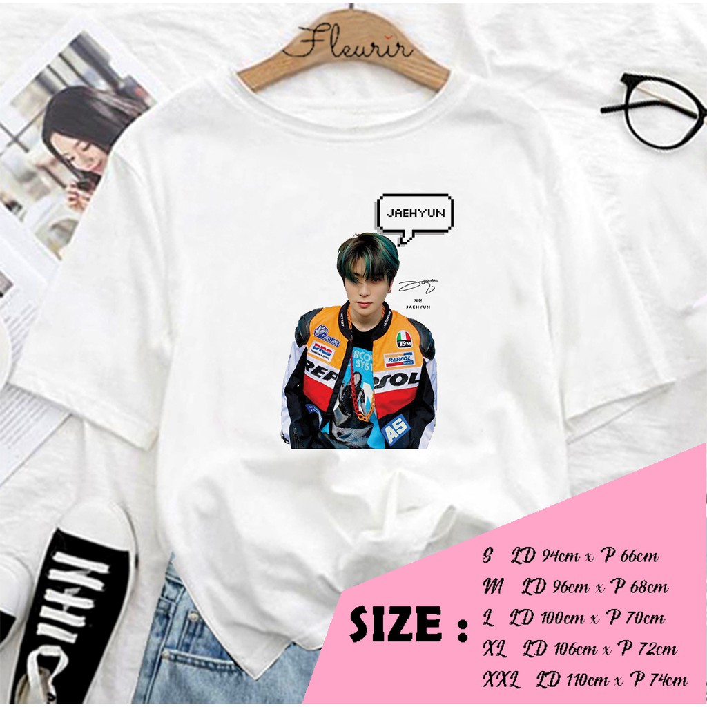 FLEURIR - KAOS NCT 127 JAEHYUN FACE KPOP WANITA DEWASA LENGAN PENDEK TEE UNISEX OVERSIZE JUMBO