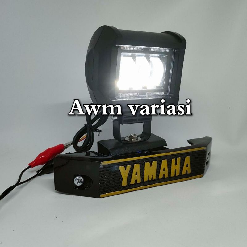 lampu led depan RX king daymaker kotak 3 led + lampu ring biru + breket