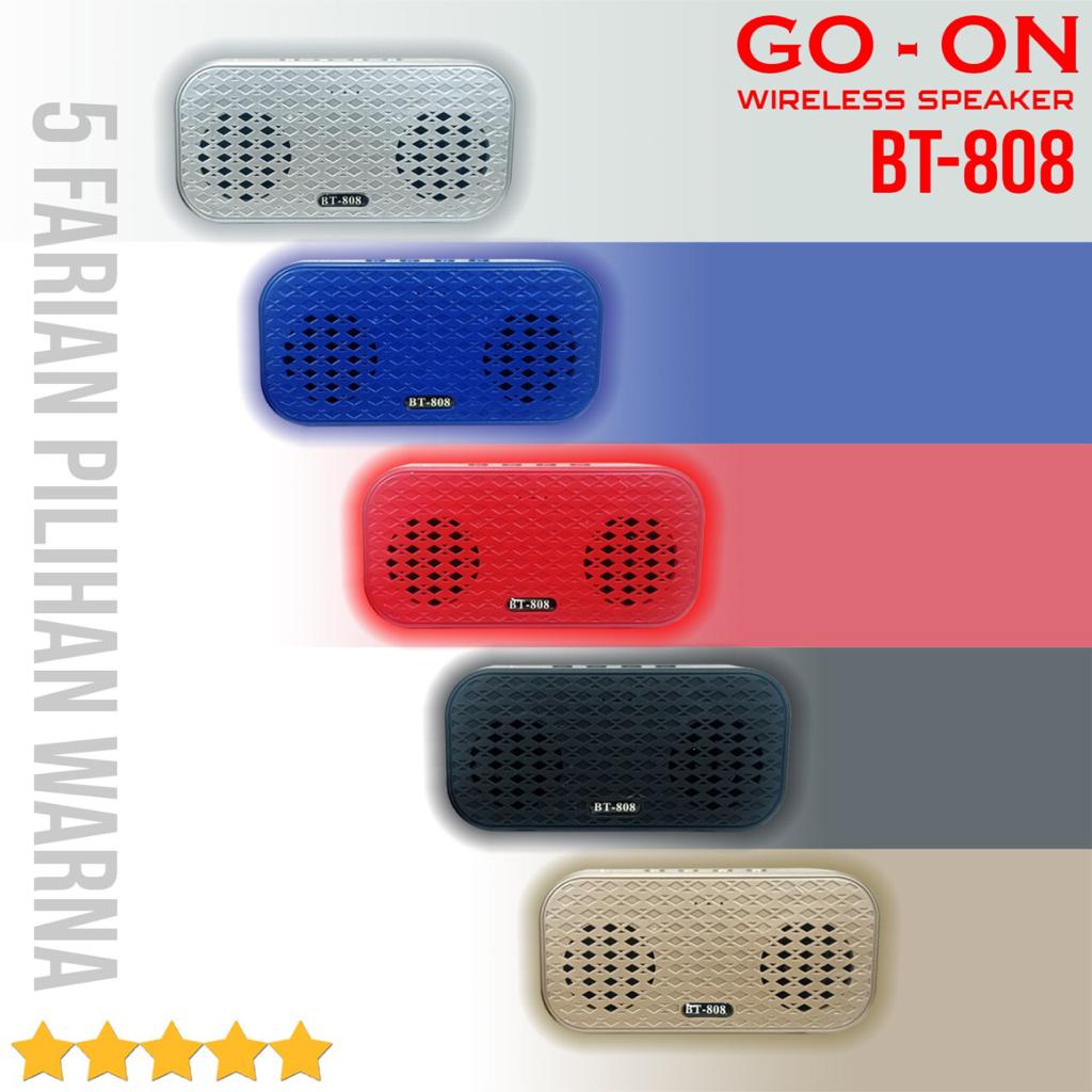 Speaker Bluetooth GO ON BT808 Wireless Portable Dual Subwofer High Quality Super Bass GO-ON BT 808