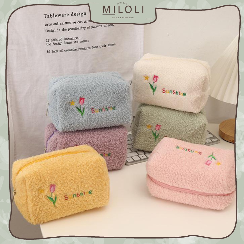 

[MILOLI] Kotak Pensil Bulu SUNSHINE Minimalis Aesthetic Soft Korean Style Stationery - F0174