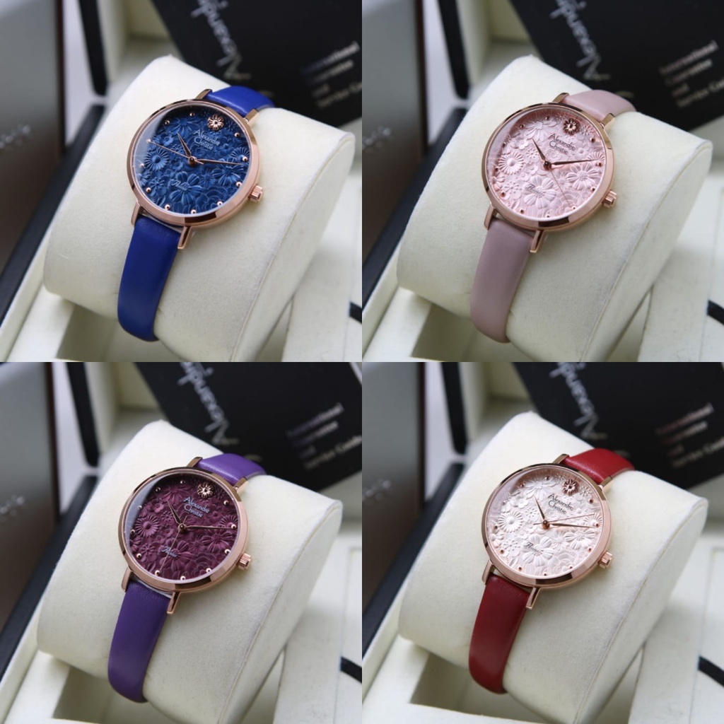 JAM TANGAN WANITA ALEXANDRE CHRISTIE AC 2957 AC2957 ROSEGOLD LEATHER ORIGINAL