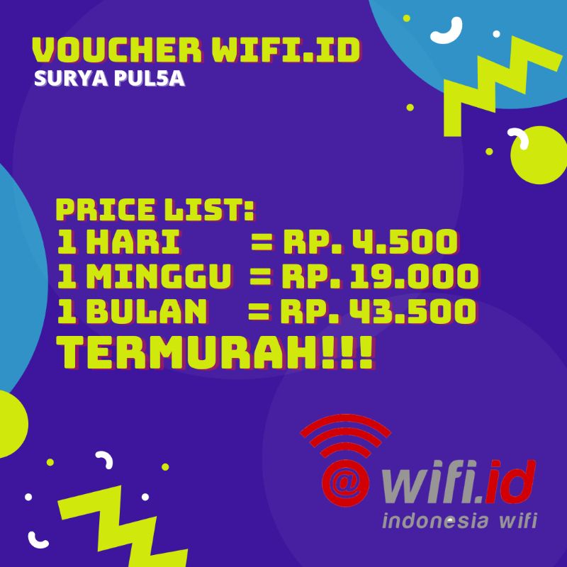 Jual Voucher Wifi.id Masa Aktif 1 Bulan SUPER MURAH / Voucher Wifi.id