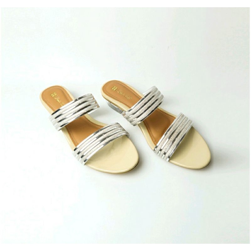 Original, Sandal Slide Wanita Big Size 41-45 / FlipFlop Slop Teplek JUMBO Besar Banget Krem Ori, 42