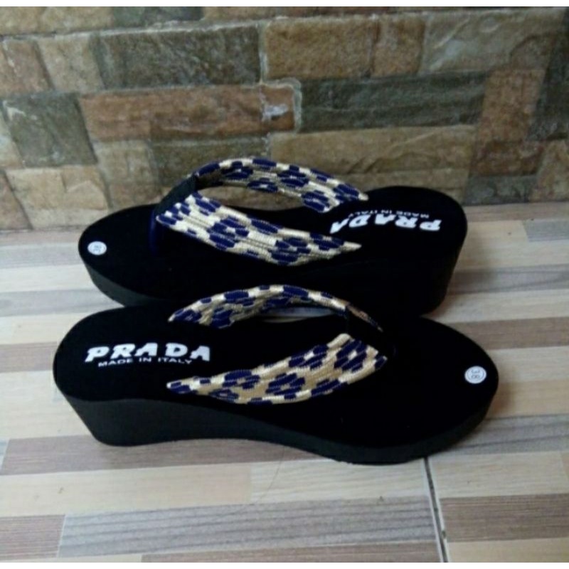 Arkn-SandaL Wanita Wedges PRADA Cod Bayar Di Tempat