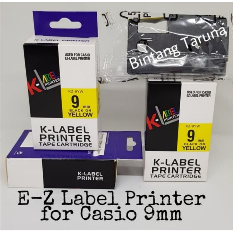 Tape Catridge EZ-Label Printer 9mm Label Tape KZ-9YW K-Label for Casio