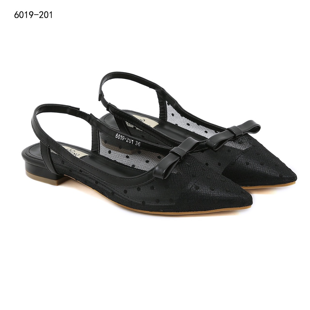 Mesh and Leather Slingback Ballerina Flats #6019-201