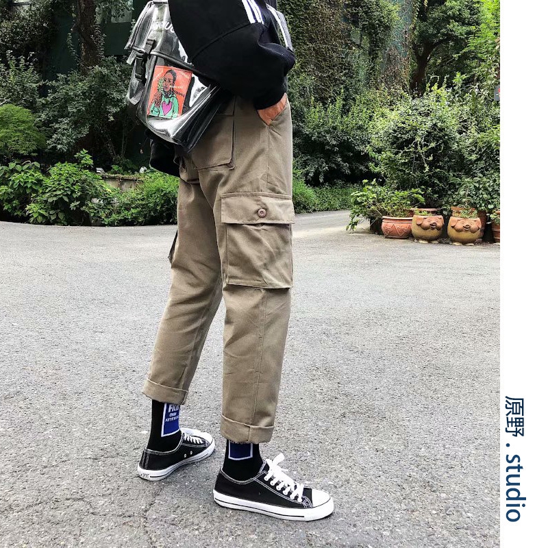 Overall Celana  Panjang Jeans  Multi Saku Untuk  Pria wanita  