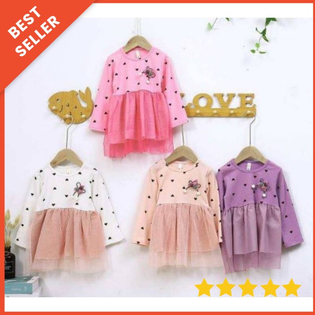 [0-4th] Dress tutu import premium anak 0-4 tahun lengan panjang overall pita renda polkadot / DRESS TUTU PESTA ANAK BAYI 0-4 TAHUN LENGAN PANJANG