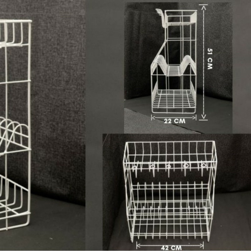 rak piring besi putih susun 3 kuat rak gantung rak wastafel susun 3 rak gelas rak putih