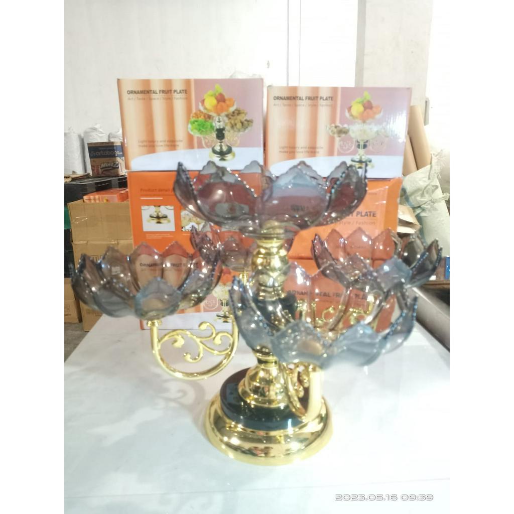 ORNAMENTAL FRUIT PLATE /Piring saji hidangan buah kue crystal plastik bisa putar / Mangkuk Makanan permen buah di meja / Piring dan Nampan Modern Camilan Permen kue / piring hidangan permen imlek/ idul fitri/ lebaran