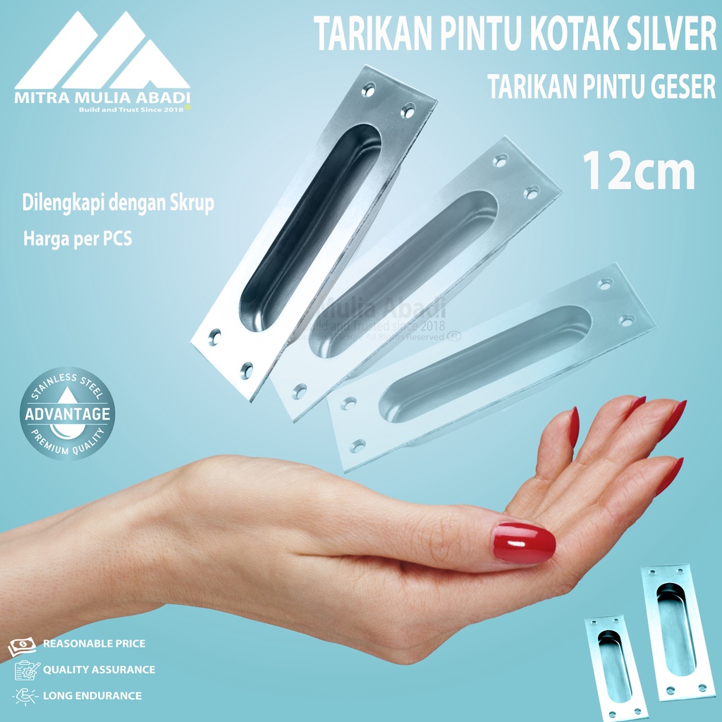 Handle Pintu/Tarikan Sliding door Kotak 12cm Putih