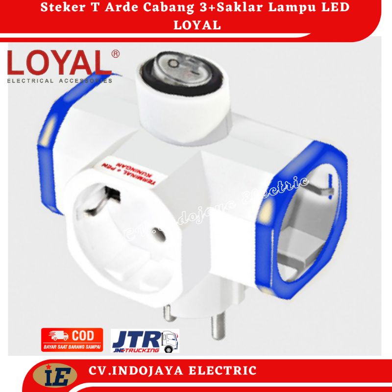 Steker T Arde Cabang 3 Dengan Saklar Lampu Led