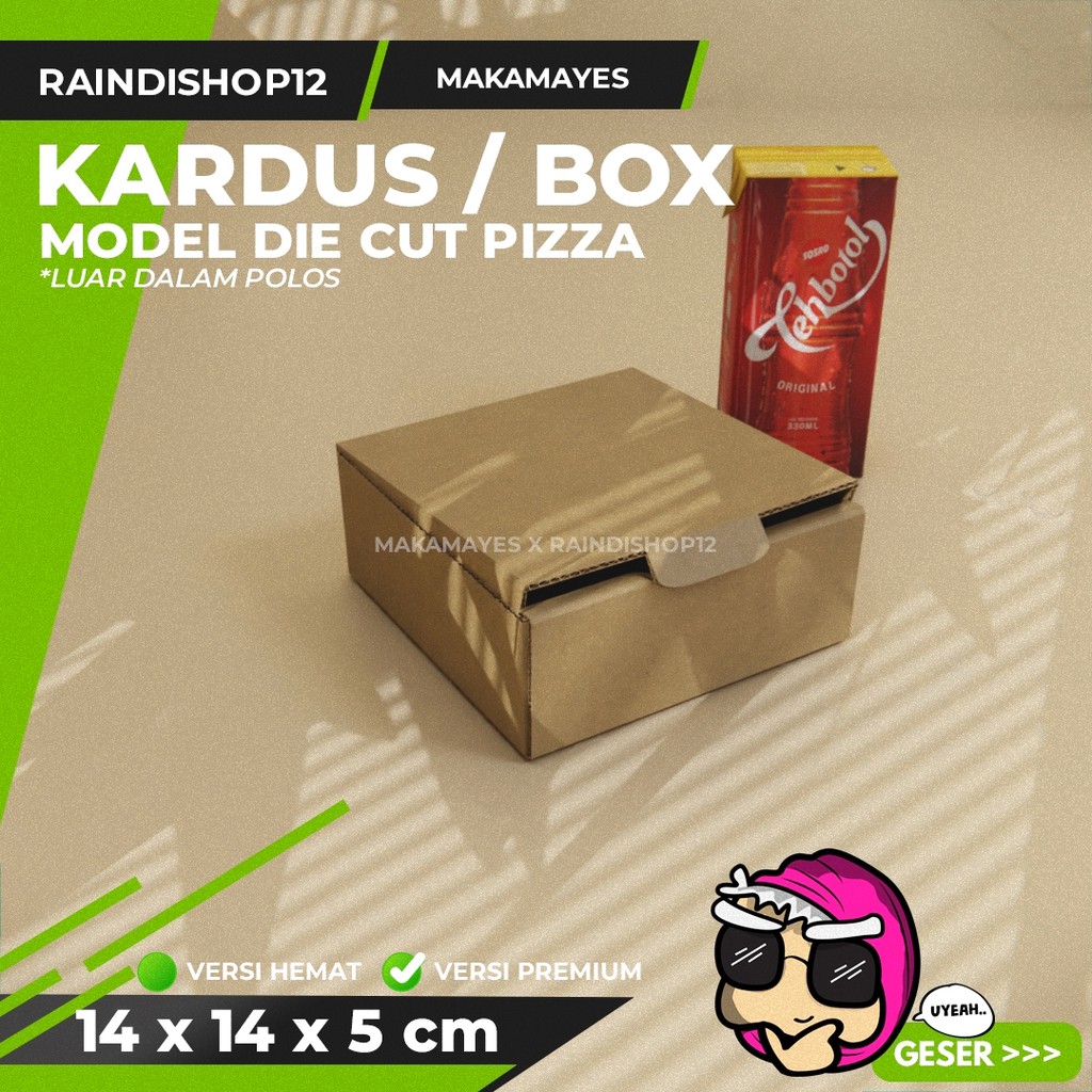 

(MIN 10 PCS) BOX 14 X 14 X 5 CM KARDUS DIE CUT PIZZA KEMASAN PACKAGING KADO