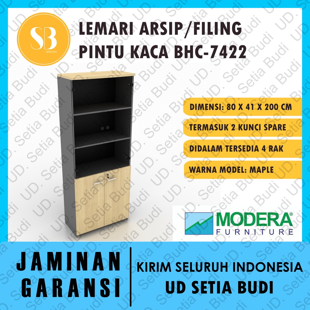 Lemari Arsip /  Filing Cabinet + Pintu Kaca Modera BHC-7423 B-Class