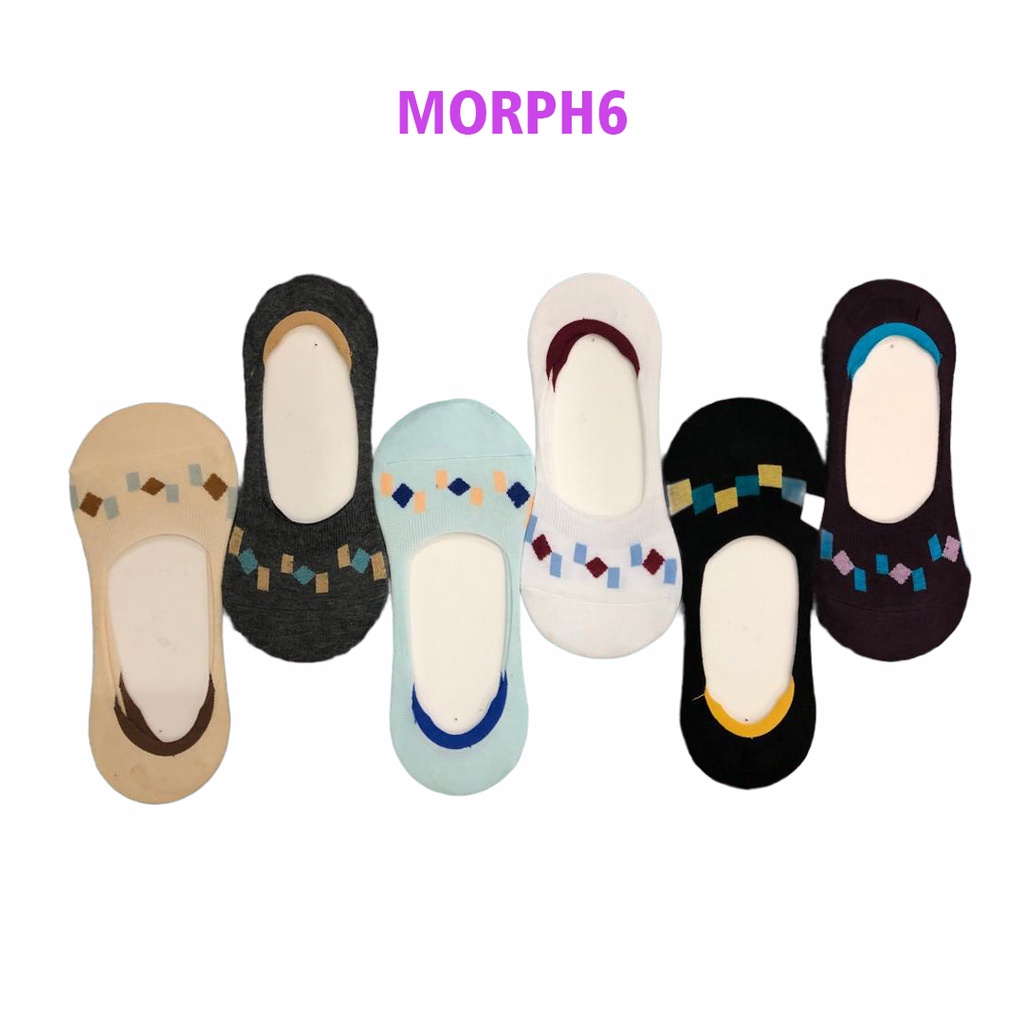 Kaos Kaki Pendek Wanita Invisible Korea Style Hidden 1Pasang (Bahan Katun)(Campur)-Random Morph6