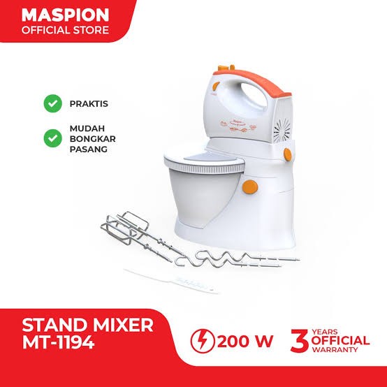 Maspion mixer com MT1194  hand stand mixer MT 1194 200 watt