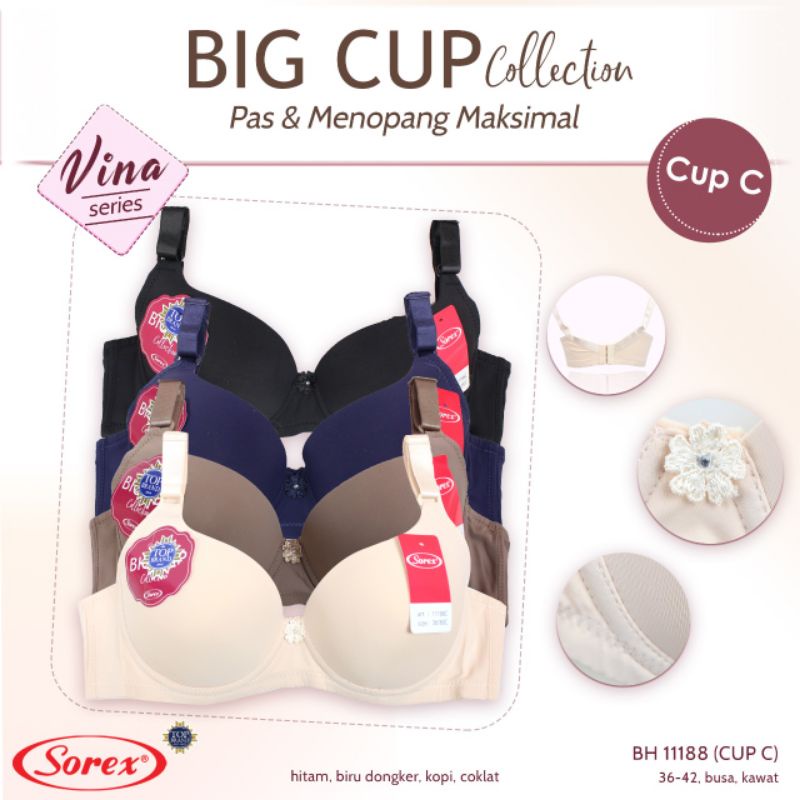 Sorex silky bra/bh 11188C (Vina series) cup besar ,kawat, busa, (34-40)