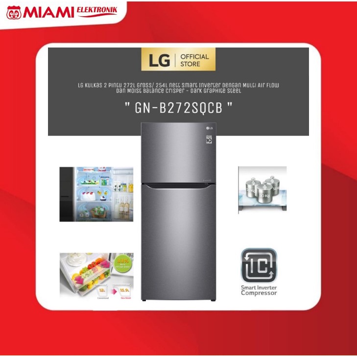 LG GN-B272SQCB Kulkas 2 Pintu 272L Smart Inverter