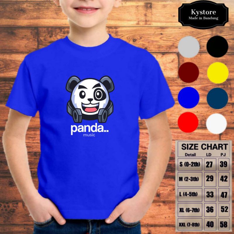 Kaos Anak Laki-laki Motif Panda, Cotton Combad 30s - Size S,M,L,XL,XXL