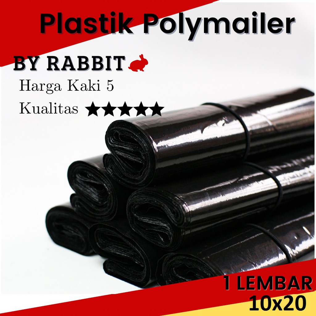 

polymailer kantong online hitam glossy 10x20 kantong Plastik polymailer amplop packing online