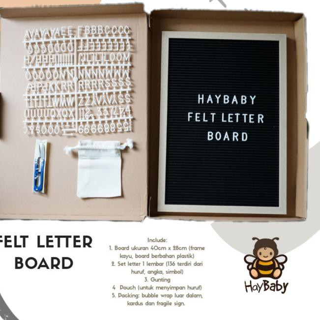 

â << Paling Laris >> FELT LETTER BOARD / PAPAN NAMA BAYI HAYBABY - Paket B 40x28 ☛