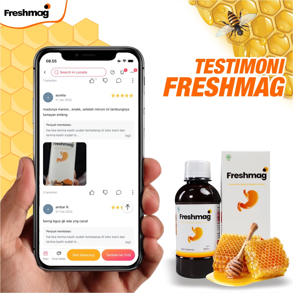 Paket Freshmag 2 botol - Madu Herbal Atasi Gerd Asam Lambung &amp; Maag Kronis Tingkatkan Nafsu Makan Magh Lancarkan Pencernaan &amp; Sirkulasi Darah Freshmaag Fresh Maag Presmag Isi 200ml