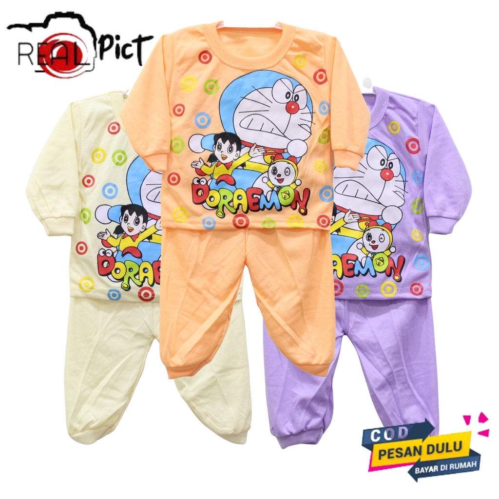Setelan Piyama Bayi, Baju Bayi Perempuan Lengan Panjang Usia 6-12 Bulan
