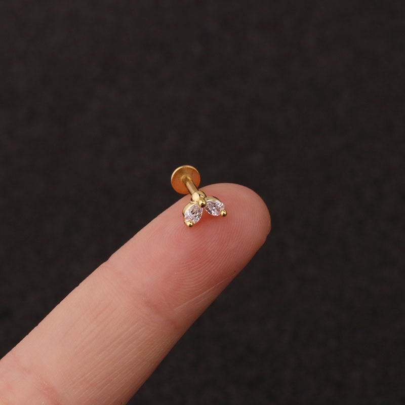 1Pc Gold Silver Square Flower Shape Stainless Steel Zircon Stud Earrings Cute Tragus Ear Stud Piercing Body Jewelry
