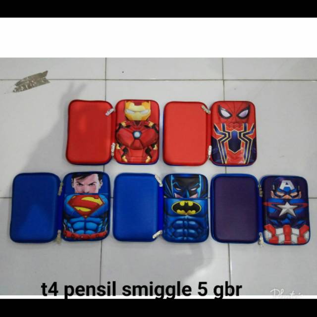 Kotak pensil smiggle super heroes spiderman,ironman,superman,batman,captainamerica-1