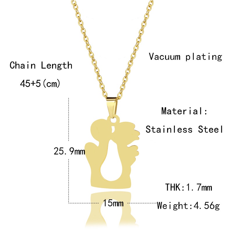 Stainless steel angel kiss liontin gaya Korea couple kalung wanita flat cutting ornamen