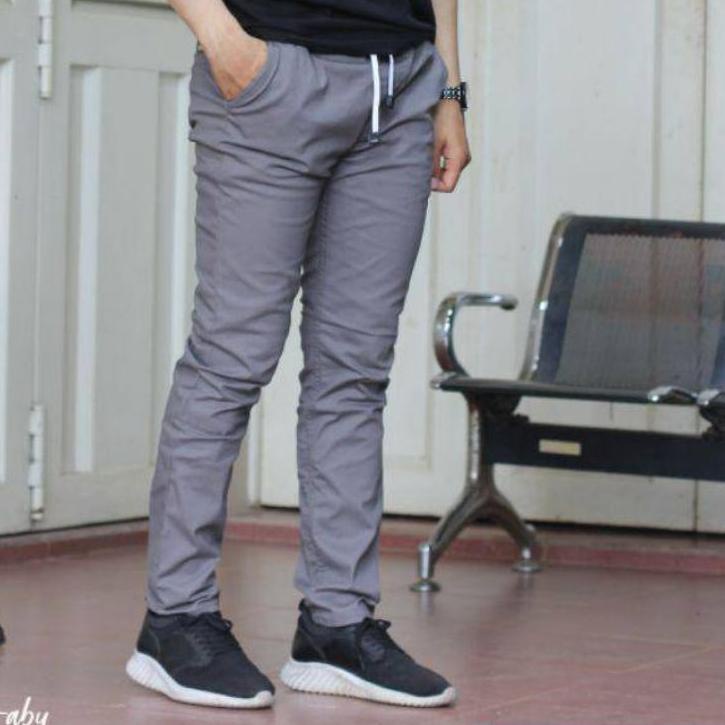 Jangan Ketinggalan order..  Celana Panjang Chino Slimfit Formal Casual Pria Karet Pinggang RIB Kerja